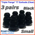 Small Replacement Triple Flange Ear Buds Tips Cushion for Westone In-Ear Earphones Headphones @Black