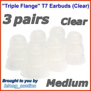 Medium Replacement Triple Flange Ear Buds Tips Cushion for Etymotic In-Ear Earphone Headphone @Clear