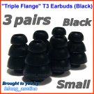 Small Replacement Triple Flange Ear Buds Tips Cushions for V-MODA In-Ear Earphones Headphones @Black