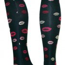 Black Hot Kiss Lips Lipstick Printed Pattern Fashion Tights Stockings Pantyhose Emo