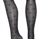 Black Heart Pattern Sheer Opaque Tights Pantyhose Sexy Stockings