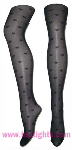 Black Heart Pattern Sheer Opaque Tights Pantyhose Sexy Stockings