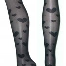 Ladies Black Heart Pattern Opaque Sheer Tights Stockings Pantyhose  Underwear