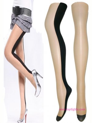 Black Nude Two Tone Nylon Patterned Fashion Tights Stockings Women's Underwear Lingerie