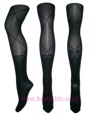 Black Fashion Socks Illusion Tights Sheer Patterned Stockings
