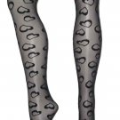 Blakc All Over Heart Pattern Sheer Opaque Tights Fashion Stockings