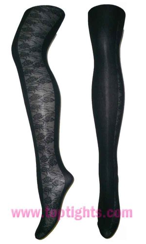 Ladies Black Sheer Opaque Rose Tights Stockings Pantyhose Evening Wear Dresses