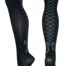 Lace Up Bow Patterned Printed Tights Stockings Pantyhose Emo Punk Gothic