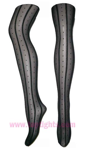 Cable Polka Dots Tights Ladies Black Stockings Fashion Pantyhose Underwear Opaque Sheer