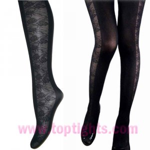 Sheer Rose Opaque Tights Ladies Black Stockings Pantyhose Evening Wear Dresses