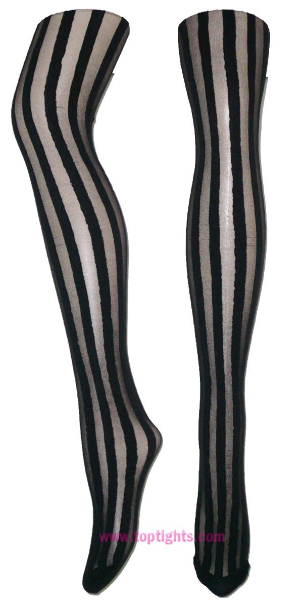 Vertical Striped Tights Lingerie Hosiery Sheer Opaque Stripes