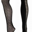 Ladies Sheer Side Criss Cross Patterned Fashion Tights Christams Lingerie Hosiery Pantyhose
