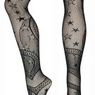 Black Muti-star Pattern Lace Fishnet Tights Stockings Vintage Women Hosiery
