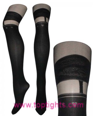 Mock Heart Garter Suspender Print Over the Knee Stockings Lingerie Pantyhose