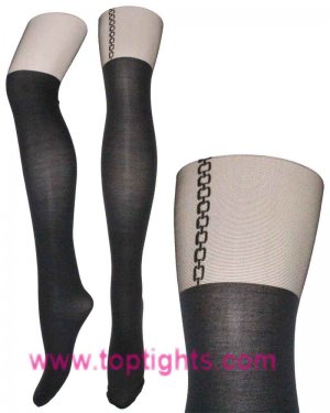 Mock Chain Suspender Print Stockings Tights Lingerie Fashion Hosiery Party Pantyhose