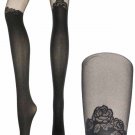 Rose Pattern Over The Knee Sheer Tights Fashion Lingerie Floral Hosiery Pantyhose