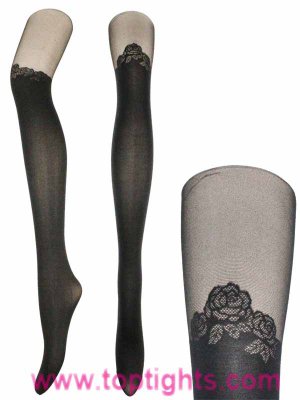 Rose Pattern Over The Knee Sheer Tights Fashion Lingerie Floral Hosiery Pantyhose