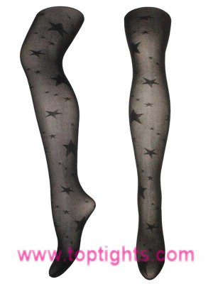Black Star Print Sheer Tights Fashion Lingerie Fashion Hosiery Pantyhose