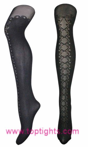 Mock Thigh High Boots Pattern Print Tights Fashion Lingerie Hosiery