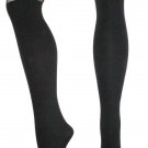 Black Mock Stripe Hoops Garter Pattern Print Tights Over the Knee Stockings