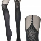 Runway Black Heart Suspender Tights Celeb Fashion Stockings Hosiery Lingerie