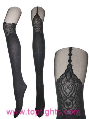 Runway Black Heart Suspender Tights Celeb Fashion Stockings Hosiery Lingerie