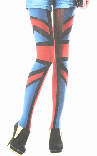 Union Jack Print Color Tights Stockings Patterned Hosiery