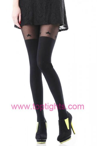 Star Hold Up Stocking Over the Knee Print Tights Full Length