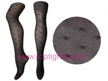Black Star Pattern Sheer Opaque Tights Pantyhose Sexy Stockings