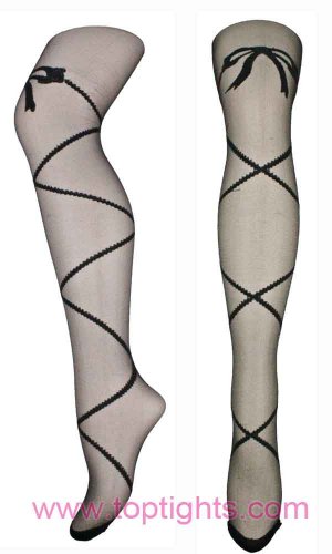 Sheer Criss Cross Bow Pattern Tights