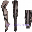 Union Jack Black Sheer Opaque Pattern Print Tights