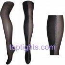 Half Sheer Opaque Pattern Slimming Effect Print Tights