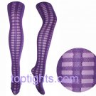 Purple Tartan Sheer Opaque Pattern Print Pattern Tights