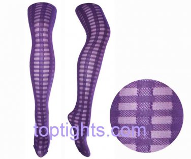Purple Tartan Sheer Opaque Pattern Print Pattern Tights