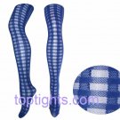 Blue Tartan Sheer Opaque Pattern Print Pattern Tights