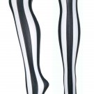 Black White Opaque Vertical Stripe Striped Stockings