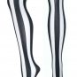 Black White Opaque Vertical Stripe Striped Stockings