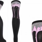 Glitter Melting Print Tights Fairy Kei Kawaii Black Full Length