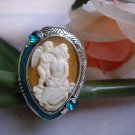 Green diamond Ancient Greek Mythology Mother and Child real cameo ring