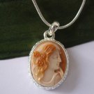 excellent hand carved lady cameo pendant include chain