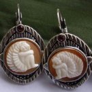 100%hand carved real shell cherub cameo earring