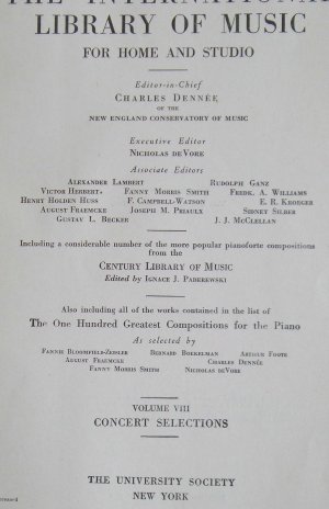 THE INTERNATIONAL LIBRARY OF MUSIC VOL. VIII 1925? HC