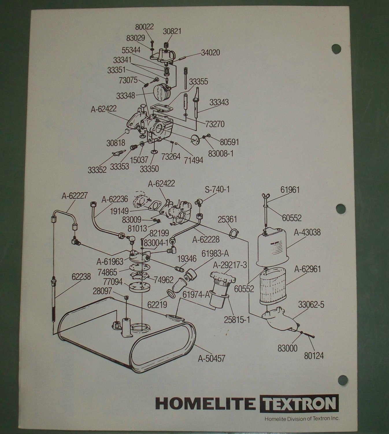 Homelite Generators, Parts List, Part No. 17136 Models 9A343 & 3A