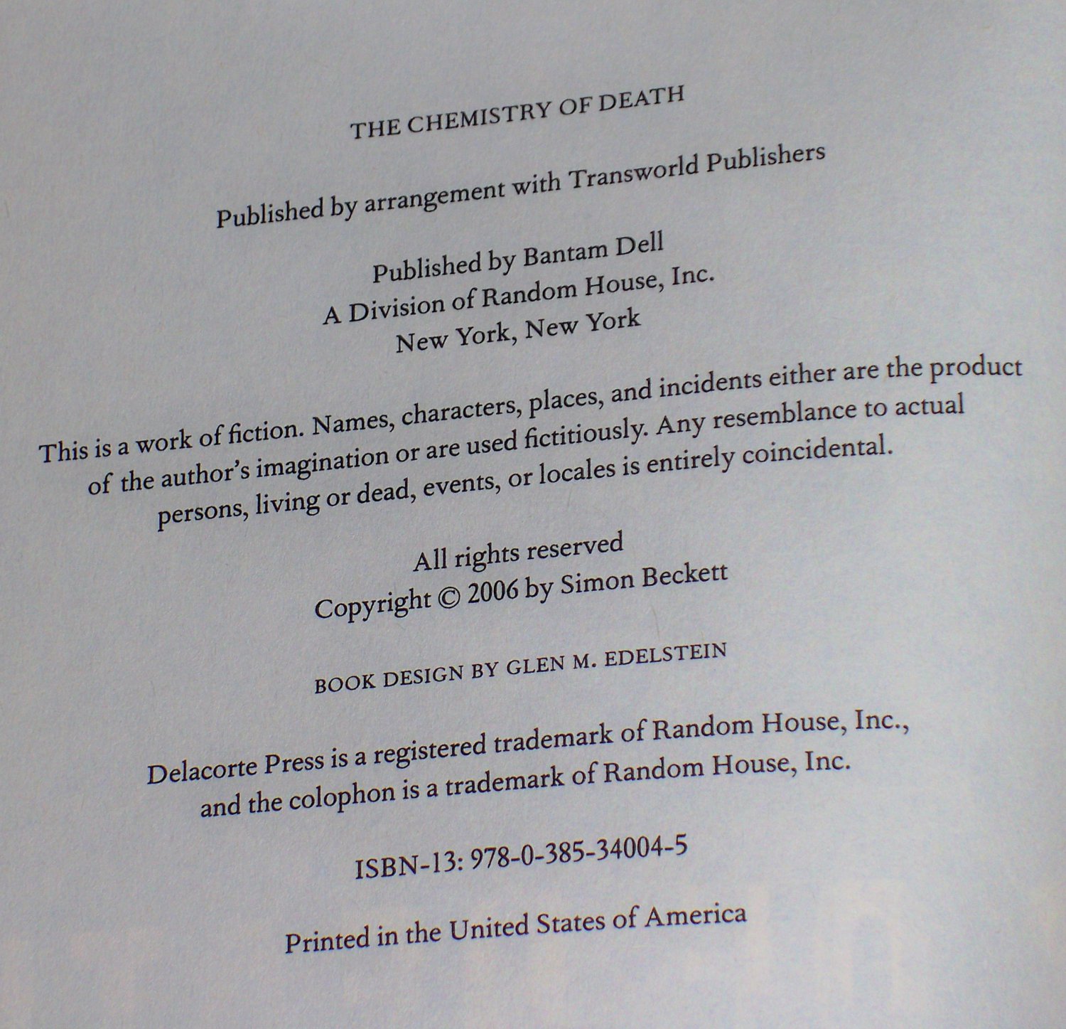 The Chemistry of Death by Simon Beckett The Chemistry of Death by Simon Beckett