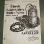 Homelite Parts List, Submersible Water Pump, 3" inch, Part No. 17358, SP300-1B