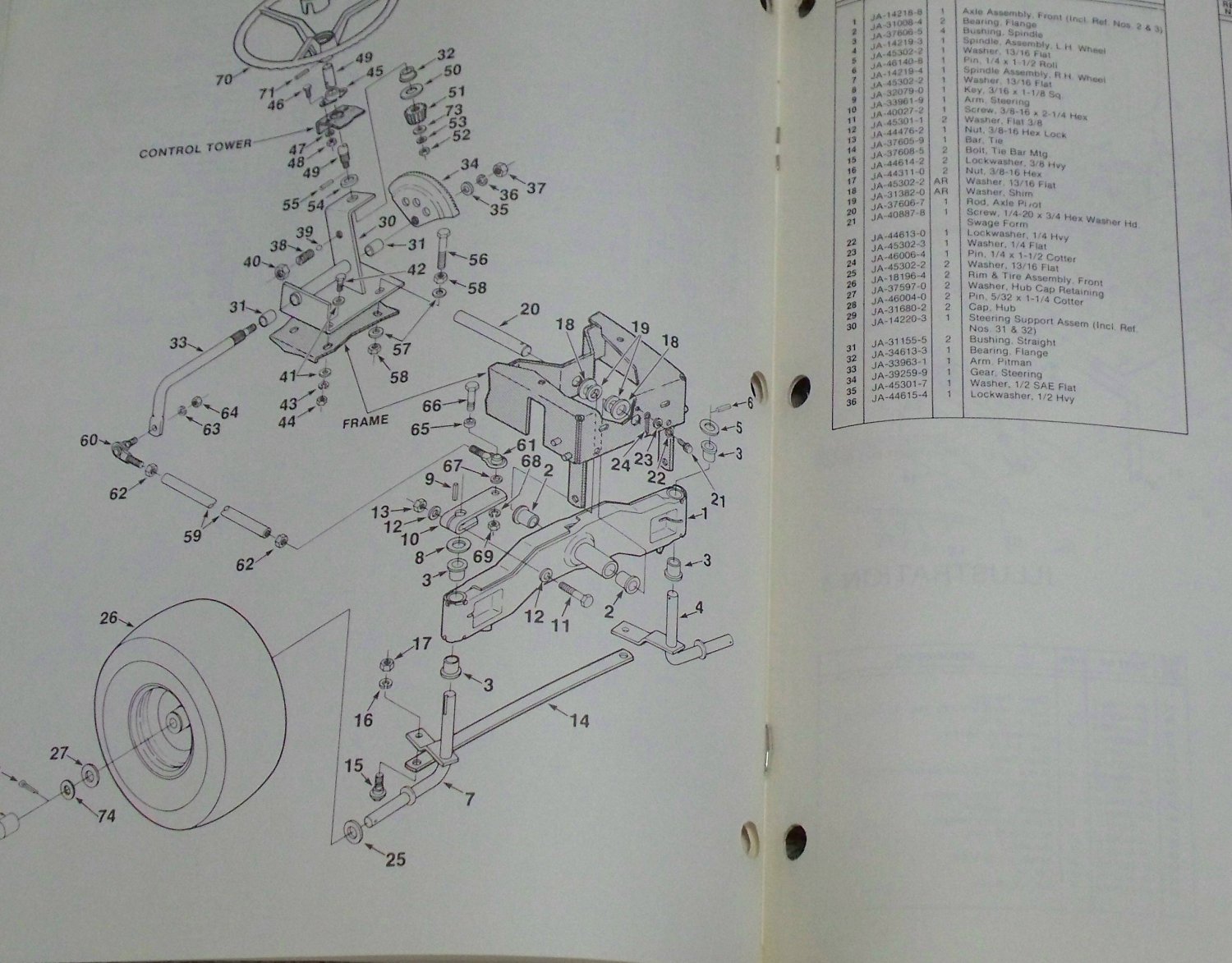 Homelite Jacobsen Parts List LTX Tractors Models LTX 11 LTX 8 part no ...