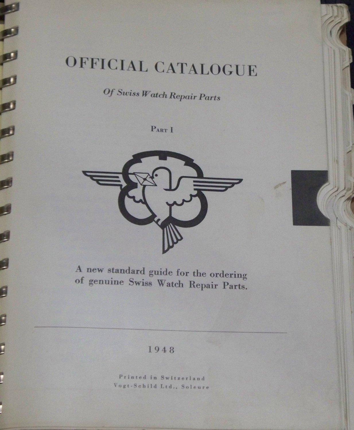 Official Catalogue of Swiss Watch Repair Parts part one 1948 Swiss