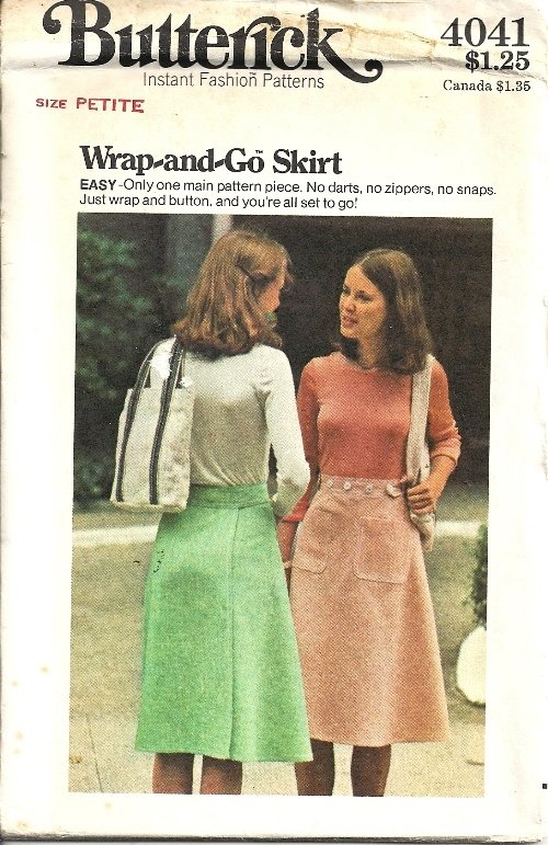 Misses 70s Back Wrap Skirt Sewing Pattern Butterick 4041 Size Petite