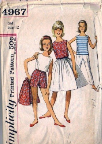 Girls 60s Skirt Top Pants Sewing Pattern Simplicity 4967 Size 12
