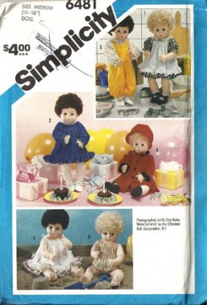 Simplicity 5615 Baby Doll Clothes Vintage Sewing Pattern Tiny